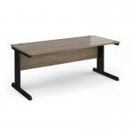 Vivo straight desk 1800mm x 800mm - black frame, Nebraska Oak top V18-K-NO
