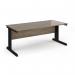 Vivo straight desk 1800mm x 800mm - black frame, Nebraska Oak top V18-K-NO