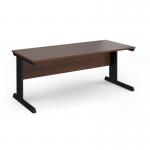 Vivo straight desk 1800mm x 800mm - black frame, walnut top V18-K-W