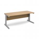 Vivo straight desk 1800mm x 800mm - silver frame, oak top V18O