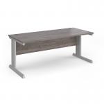 Vivo straight desk 1800mm x 800mm - silver frame, Grey Oak top V18-S-GO