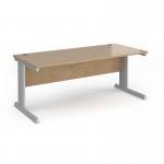 Vivo straight desk 1800mm x 800mm - silver frame, Kendal Oak top V18-S-KO