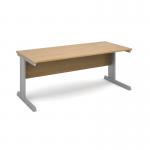 Vivo straight desk 1800mm x 800mm - silver frame, oak top V18-S-O