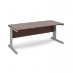 Vivo straight desk 1800mm x 800mm - silver frame, walnut top V18-S-W