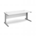 Vivo straight desk 1800mm x 800mm - silver frame, white top V18-S-WH