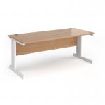 Vivo straight desk 1800mm x 800mm - white frame, beech top V18-WH-B