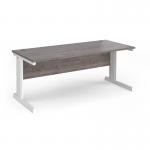 Vivo straight desk 1800mm x 800mm - white frame, Grey Oak top V18-WH-GO