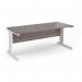 Vivo straight desk 1800mm x 800mm - white frame, Grey Oak top V18-WH-GO