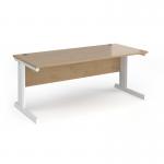 Vivo straight desk 1800mm x 800mm - white frame, Kendal Oak top V18-WH-KO