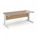 Vivo straight desk 1800mm x 800mm - white frame, Kendal Oak top V18-WH-KO
