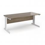 Vivo straight desk 1800mm x 800mm - white frame, Nebraska Oak top V18-WH-NO