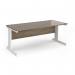 Vivo straight desk 1800mm x 800mm - white frame, Nebraska Oak top V18-WH-NO
