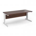 Vivo straight desk 1800mm x 800mm - white frame, walnut top V18-WH-W