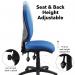 Vantage 200 3 lever asynchro operators chair with no arms - blue V200-00-B