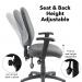 Vantage 200 3 lever asynchro operators chair with adjustable arms - charcoal V202-00-C