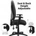 Vantage 200 3 lever asynchro operators chair with adjustable arms - black V202-00-K