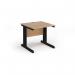 Vivo straight desk 800mm x 800mm - black frame, beech top V8-K-B