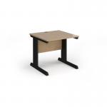 Vivo straight desk 800mm x 800mm - black frame, Kendal Oak top V8-K-KO