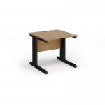 Vivo straight desk 800mm x 800mm - black frame, oak top V8-K-O