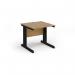 Vivo straight desk 800mm x 800mm - black frame, oak top V8-K-O