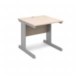 Vivo straight desk 800mm x 800mm - silver frame and maple top