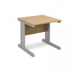 Vivo straight desk 800mm x 800mm - silver frame and oak top