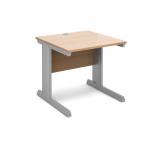 Vivo straight desk 800mm x 800mm - silver frame, beech top V8-S-B