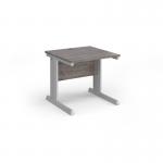 Vivo straight desk 800mm x 800mm - silver frame, Grey Oak top V8-S-GO