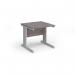Vivo straight desk 800mm x 800mm - silver frame, Grey Oak top V8-S-GO