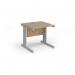 Vivo straight desk 800mm x 800mm - silver frame, Kendal Oak top V8-S-KO