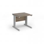 Vivo straight desk 800mm x 800mm - silver frame, Nebraska Oak top V8-S-NO