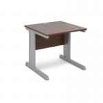 Vivo straight desk 800mm x 800mm - silver frame and walnut top
