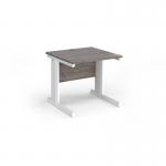 Vivo straight desk 800mm x 800mm - white frame, Grey Oak top V8-WH-GO