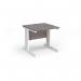 Vivo straight desk 800mm x 800mm - white frame, Grey Oak top V8-WH-GO