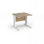 Vivo straight desk 800mm x 800mm - white frame, Kendal Oak top V8-WH-KO