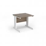 Vivo straight desk 800mm x 800mm - white frame, Nebraska Oak top V8-WH-NO