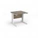 Vivo straight desk 800mm x 800mm - white frame, Nebraska Oak top V8-WH-NO