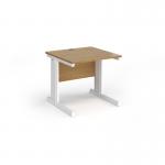 Vivo straight desk 800mm x 800mm - white frame, oak top V8-WH-O