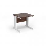 Vivo straight desk 800mm x 800mm - white frame, walnut top V8-WH-W