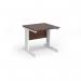 Vivo straight desk 800mm x 800mm - white frame, walnut top V8-WH-W