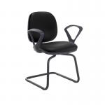 Jota fabric visitors chair with fixed arms - Nero Black vinyl