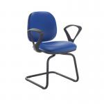 Jota fabric visitors chair with fixed arms - Ocean Blue vinyl