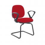 Jota fabric visitors chair with fixed arms - Panama Red VC01-000-YS079