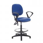 Jota draughtsmans chair with fixed arms - Ocean Blue vinyl