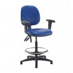 Jota draughtsmans chair with adjustable arms - Ocean Blue vinyl VD22-000-74465