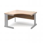 Vivo left hand ergonomic desk 1400mm - silver frame, beech top VEL14B