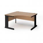 Vivo left hand ergonomic desk 1400mm - black frame, beech top VEL14-K-B