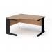 Vivo left hand ergonomic desk 1400mm - black frame, beech top VEL14-K-B