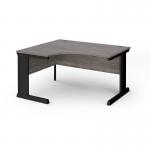 Vivo left hand ergonomic desk 1400mm - black frame, Grey Oak top VEL14-K-GO