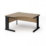 Vivo left hand ergonomic desk 1400mm - black frame, Kendal Oak top VEL14-K-KO